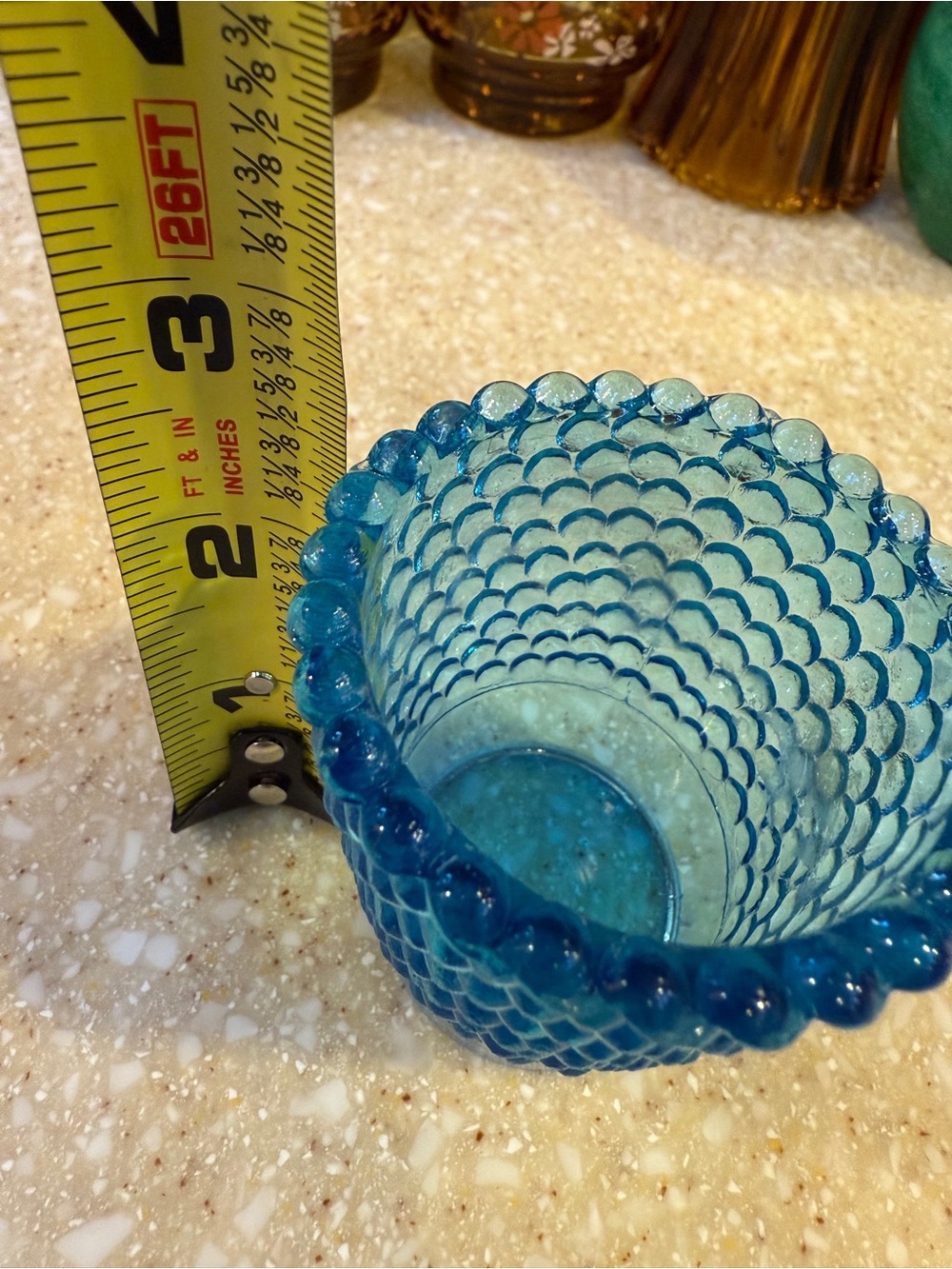 Vintage Blue Hobnail Glass votive tea light candle holder - Picture 8 of 8